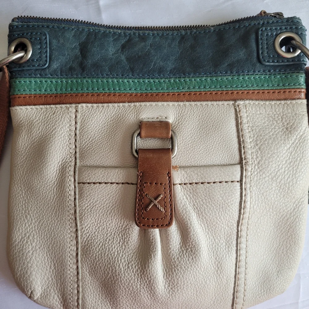 The Sak Cream and Brown Crossbody Bag Purse Leather